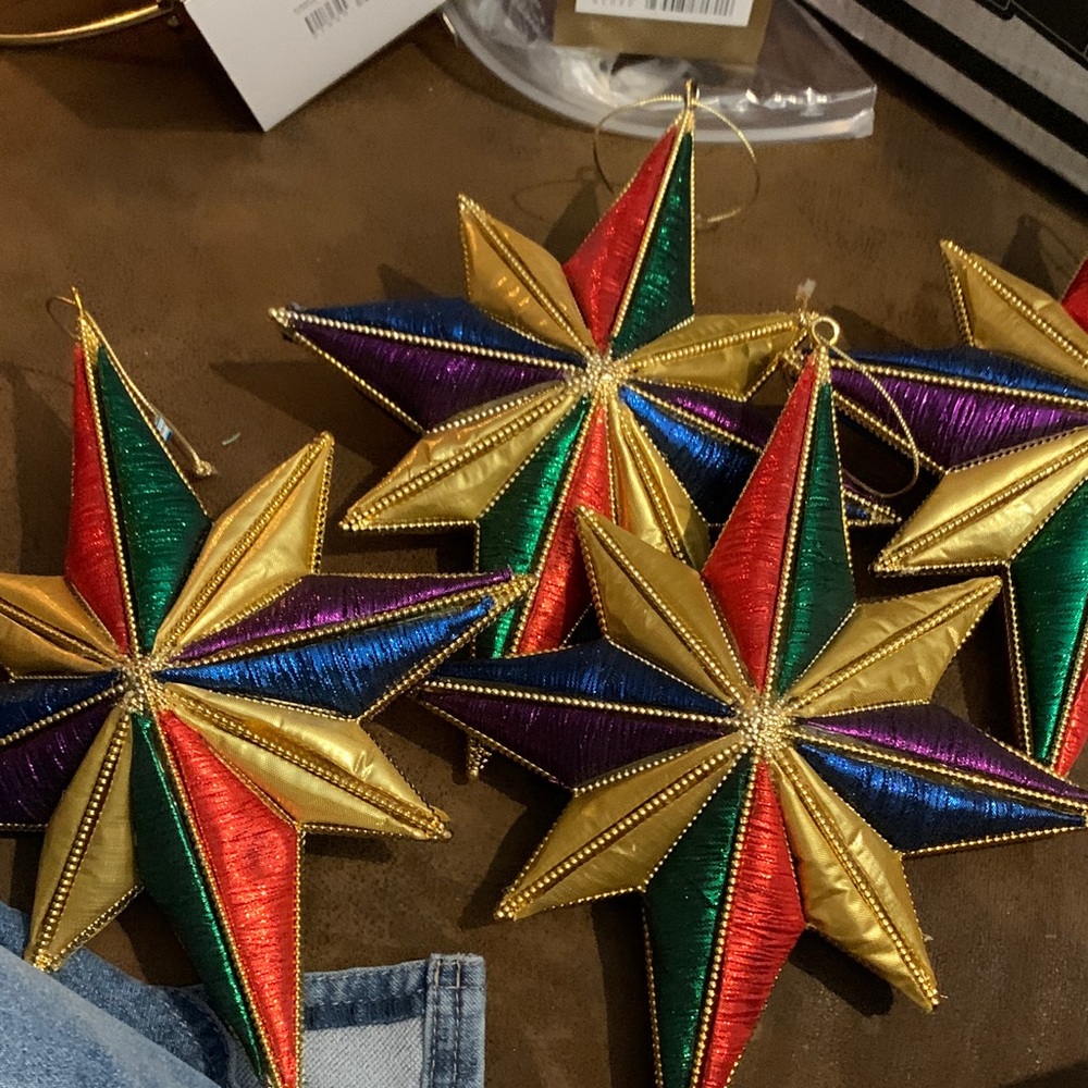 Colorful Star Holiday Ornaments set of 4
